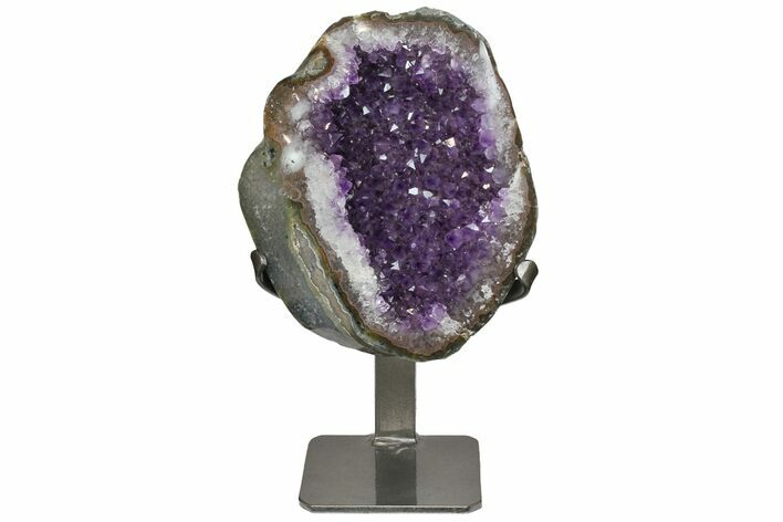 Amethyst Geode Section With Metal Stand - Uruguay #152250